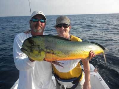 Peggy with her first Dorado !