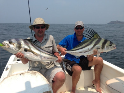 Double Roosterfish at Bahia La Tortuga Fishing Lodge.