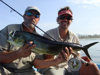 Matt Eastman from Wanna Go Fishing with his first Dorado On Fly while filming at Bahia La Tortuga fishing Lodge !
