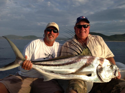 Danny Ray from Oklahoma with his First Roosterfish he caught on Topwater at Bahia La Tortuga Fishing Lodge.